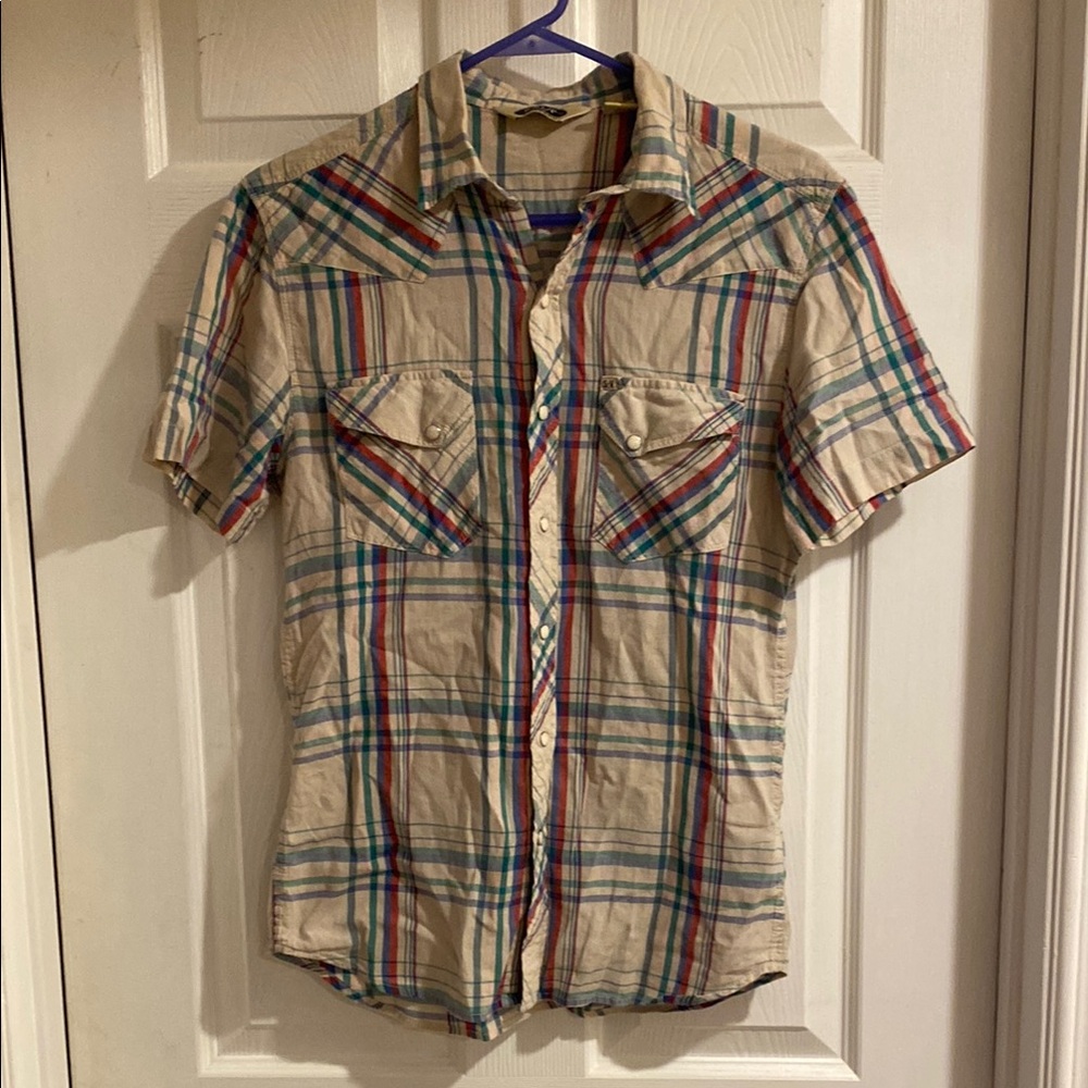 Salt Valley Western Plaid Short Sleeve Snap Button Men's Shirt